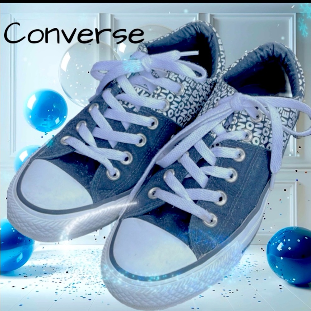CONVERSE ALL STAR BLACK & WHITE LOGO LOW TOP SNEAKERS 🖤👟-7.5